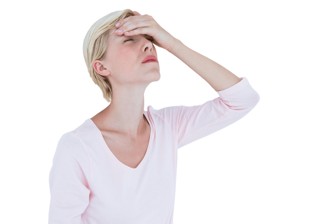 Transparent Image of Woman Suffering Headache Expressing Pain