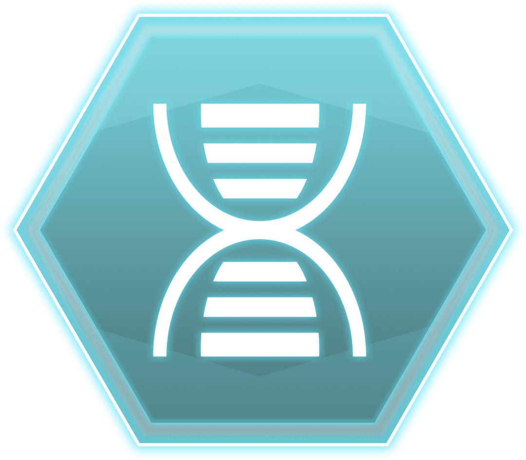Digital DNA Strand on Transparent Hexagon Background