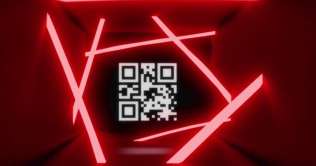 Futuristic QR Code with Neon Red Lights