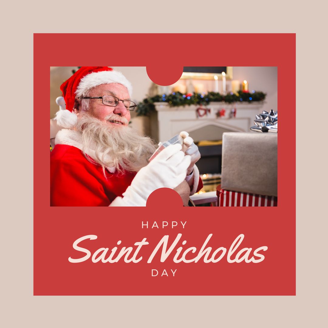 Santa Claus Holding Present Celebrating Saint Nicholas Day in Festive Setting - Download Free Stock Templates Pikwizard.com