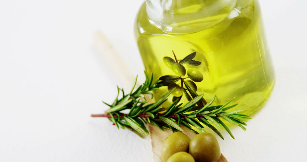 Fresh Olive Oil and Herbs on White Background - Free Images, Stock Photos and Pictures on Pikwizard.com