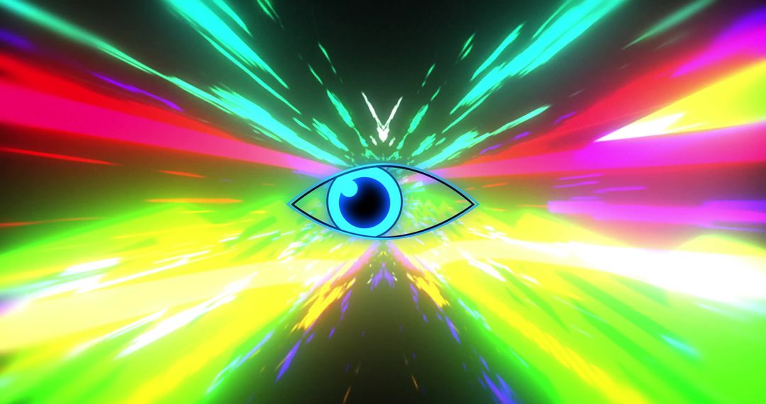 Eye Icon in Radiant Colorful Light Display