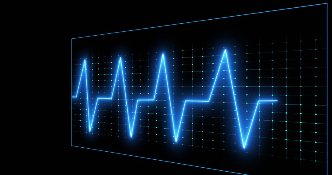 Abstract Cardiograph Display on Black Background