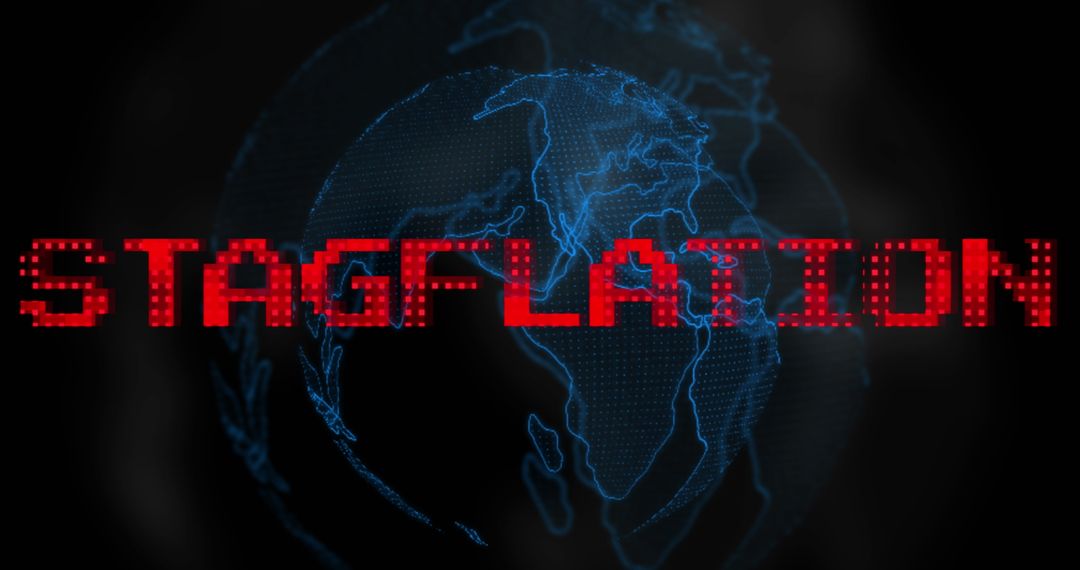 Stagflation Concept With Digital Globe Background