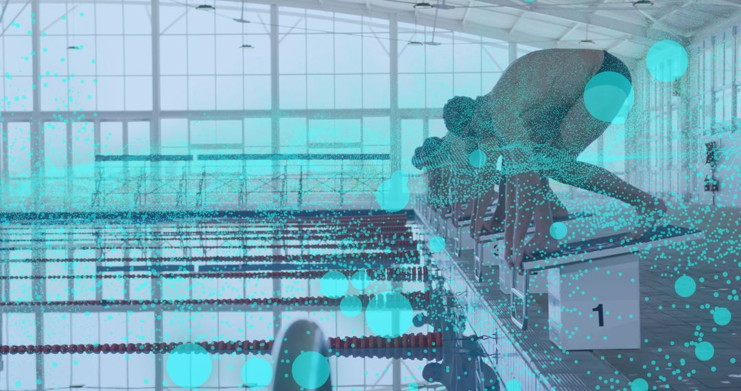 Swimmer Prepares to Dive: Merging Sport with Digital Innovation