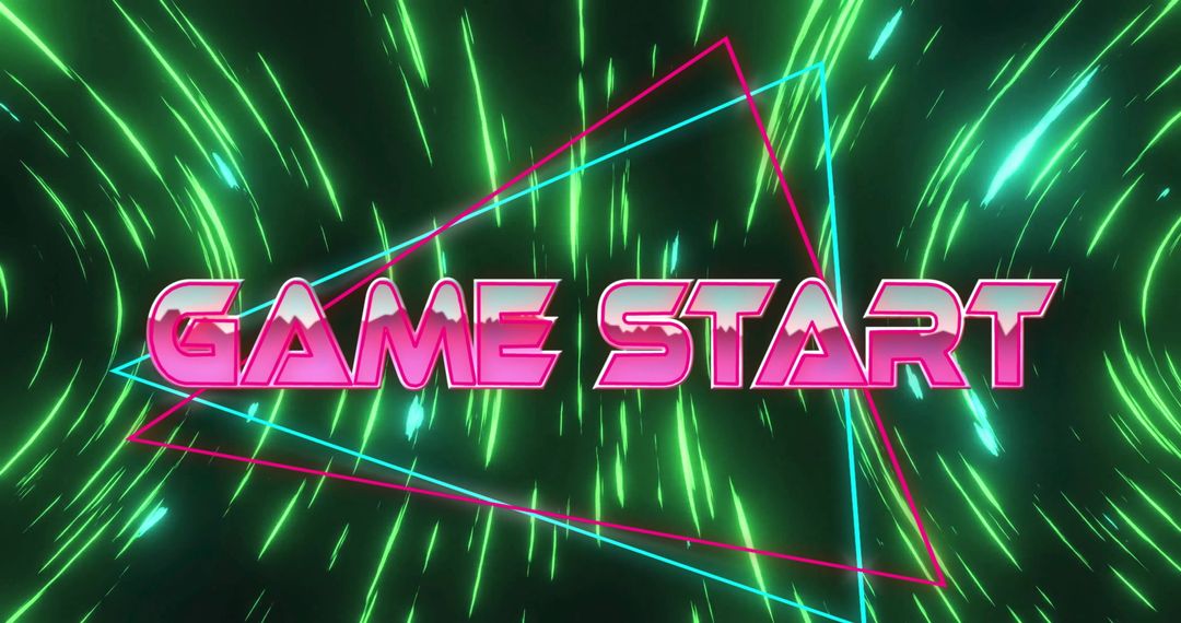 Neon Game Start Screen with Vibrant Moving Lights