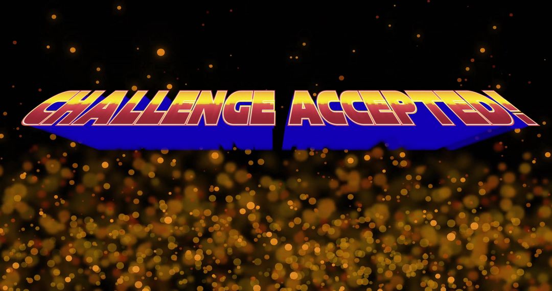 3D Challenge Accepted Typeface with Bokeh Glow Patterns