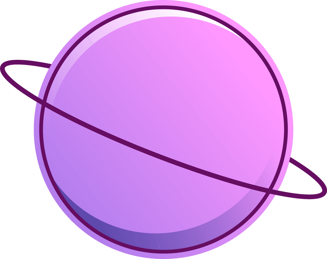 Pink Purple Vector Planet with Tilted Ring on Transparent Background
