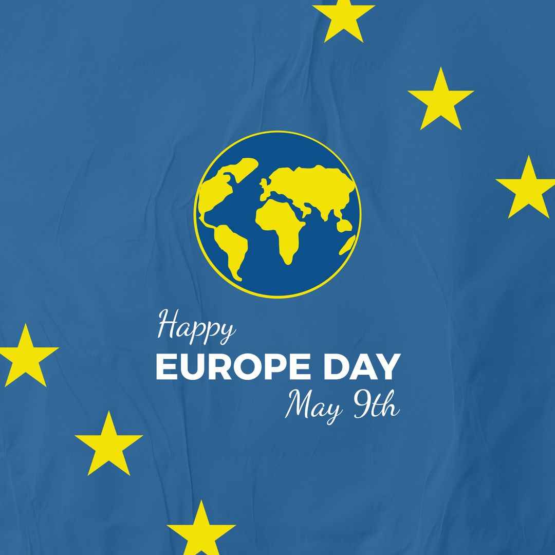 Europe Day Celebration Design with EU Flag and Globe