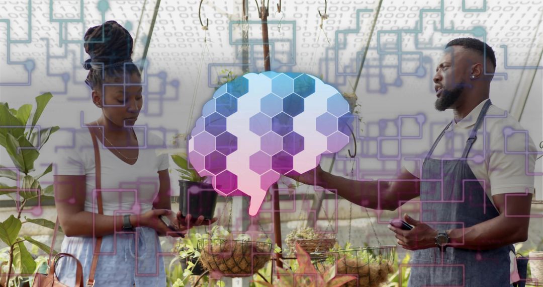 Consulting at Smart Greenhouse: Nursery Worker Using AI Brain Overlay for Plant Care