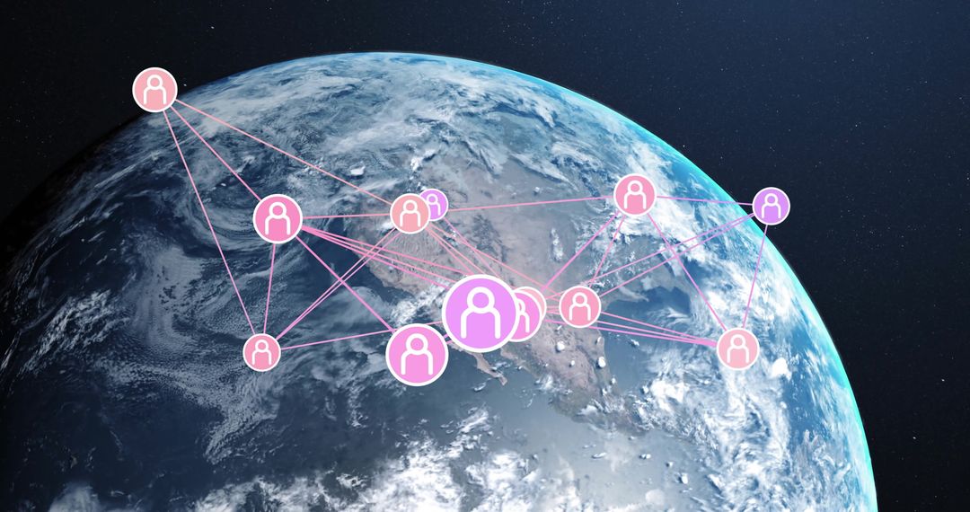Global User Network Symbols Linking Continents in Space