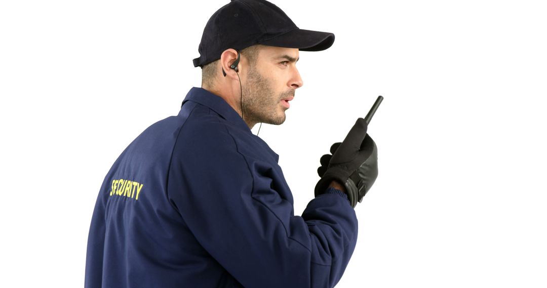 Security Guard Communicating on Walkie-Talkie in Uniform - Free Images, Stock Photos and Pictures on Pikwizard.com