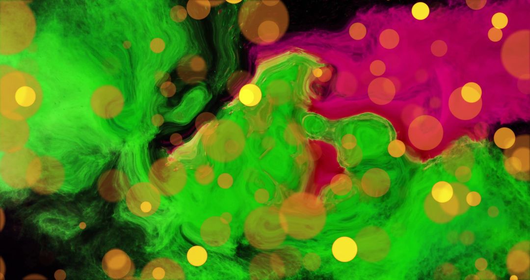 Vibrant Abstract Art with Light Orbs Overlay