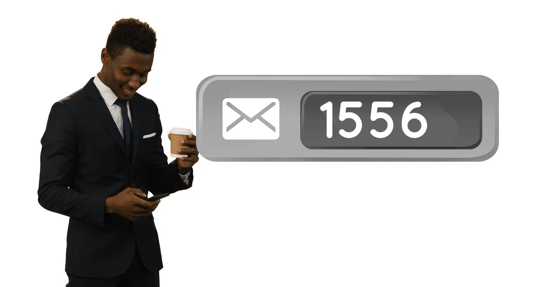 Businessman Managing Emails with Coffee and Smartphone