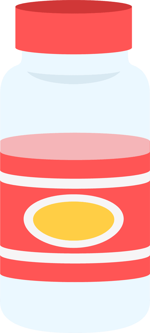 Flat Design Transparent Jar with Pink Liquid Red Lid