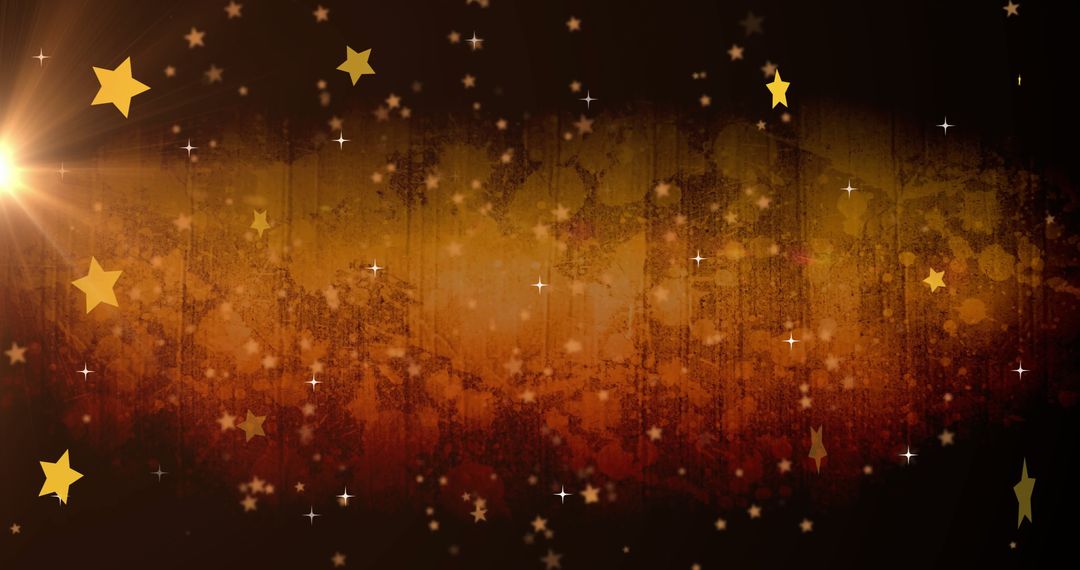 Golden Glowing Starry Background with Glitter