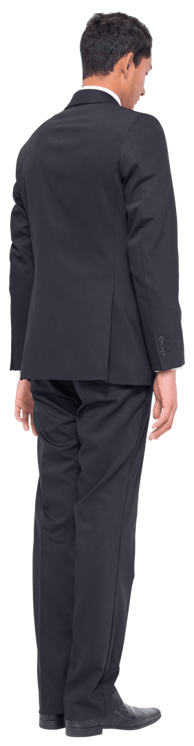 Transparent Businessman in Suit Facing Away from Camera