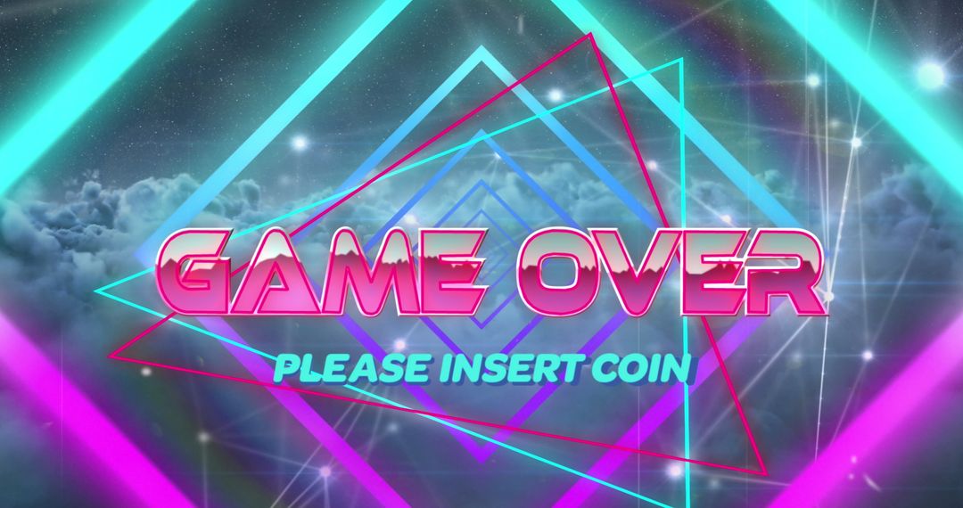 Retro Game Over Screen with Neon Glows