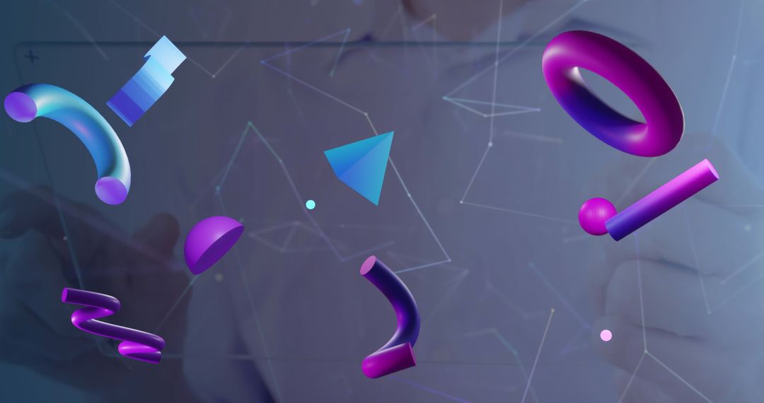 Futuristic Abstract Shapes in Digital Space with Geometric Patterns