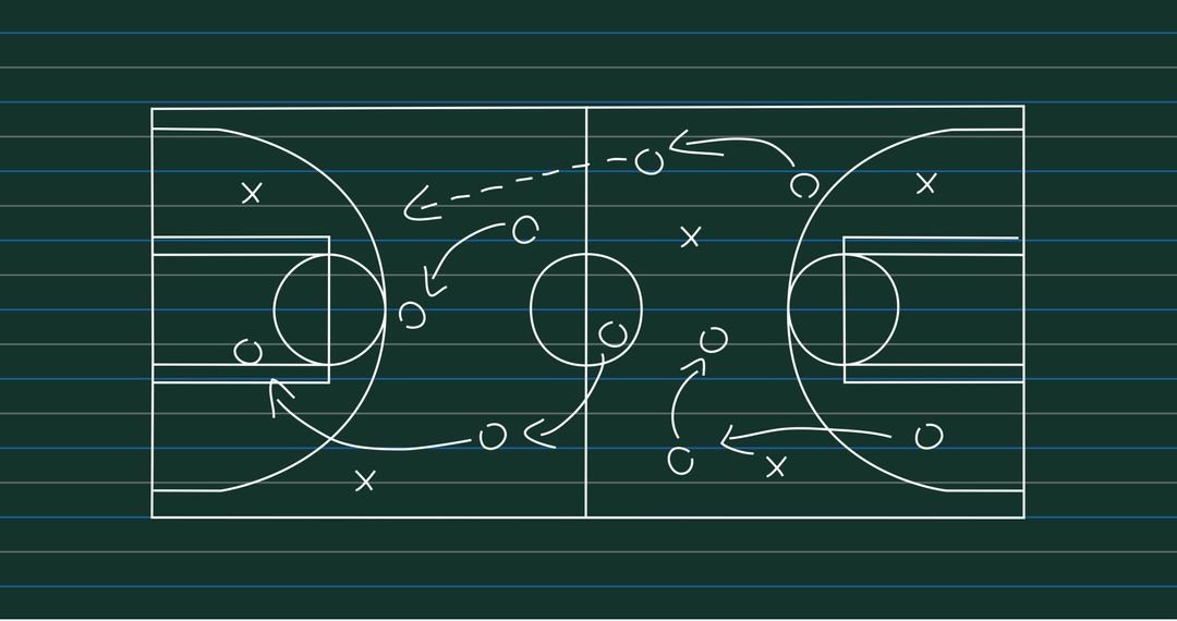 Basketball Play Strategy Diagram on Green Chalkboard - Free Images, Stock Photos and Pictures on Pikwizard.com