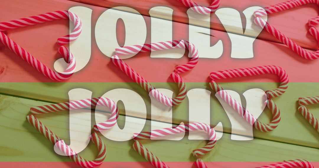 Festive Jolly Text with Candy Canes and Holiday Colors