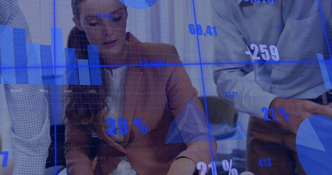 Diverse Team Analysing Financial Data in Office Environment