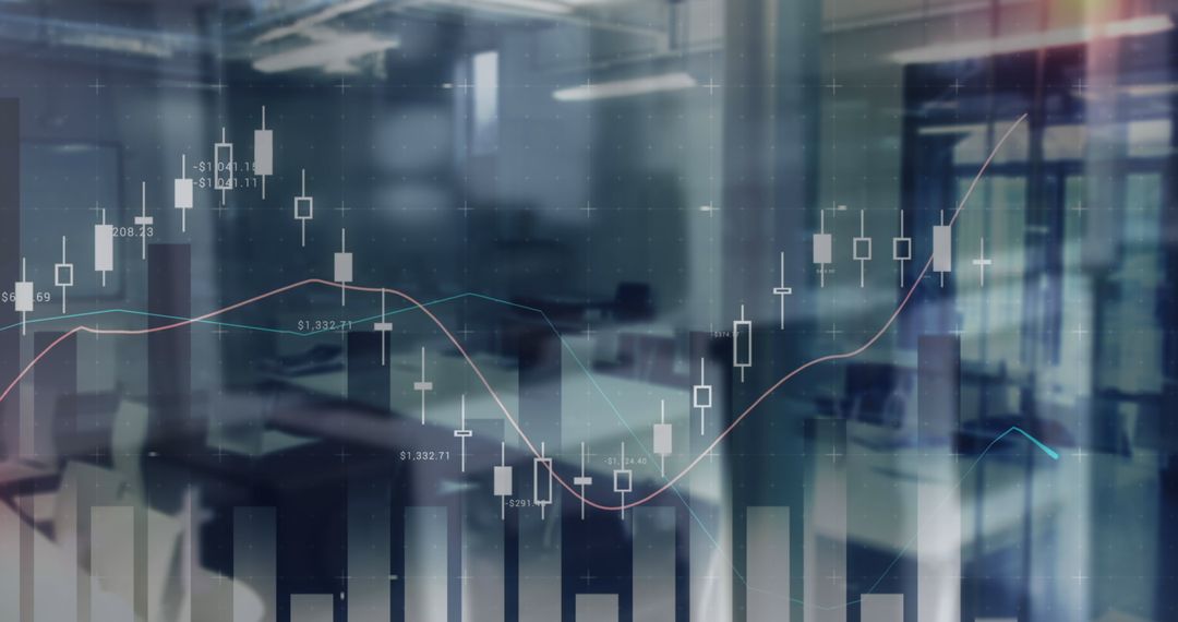 Finance Graphs Overlay Empty Modern Office