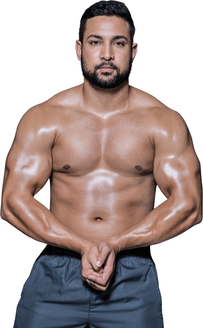 Transparent Muscular Bodybuilder Flexing Muscles