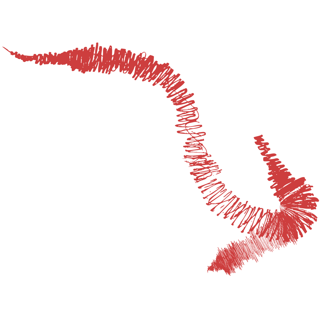 Red Curved Arrow Illustration on Transparent Background