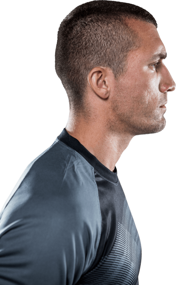 Serious Rugby Player in Profile Transparent Background