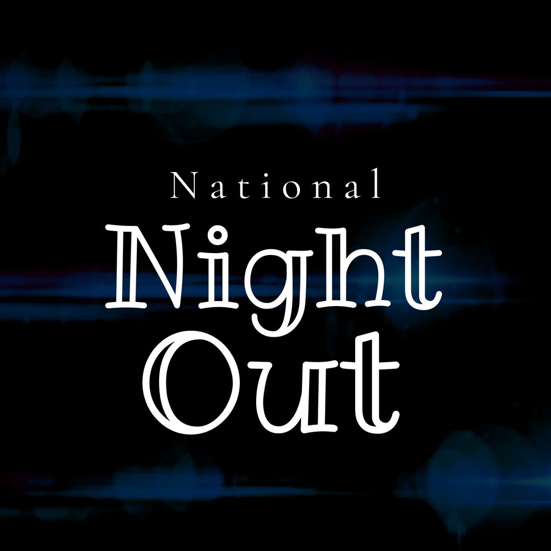 National Night Out Text on Dark Abstract Background