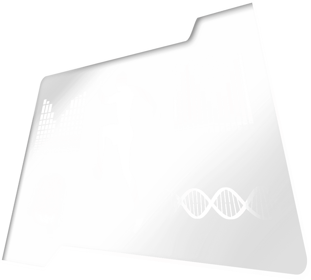 Transparent File with Charts, DNA Strand on White Background