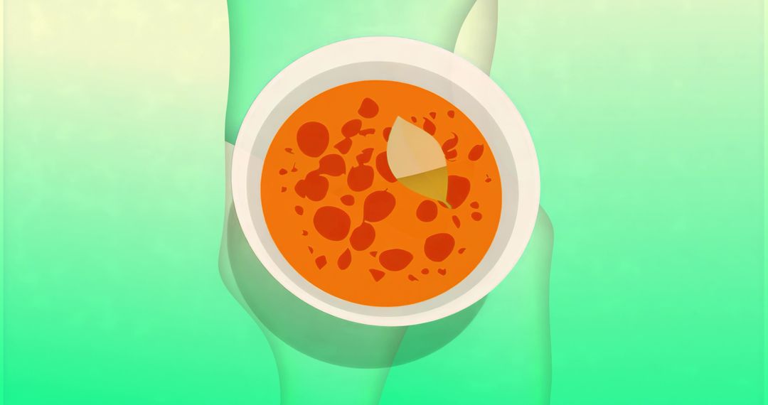 Woman in Swimwear Enhancing Relaxation with Bowl of Soup