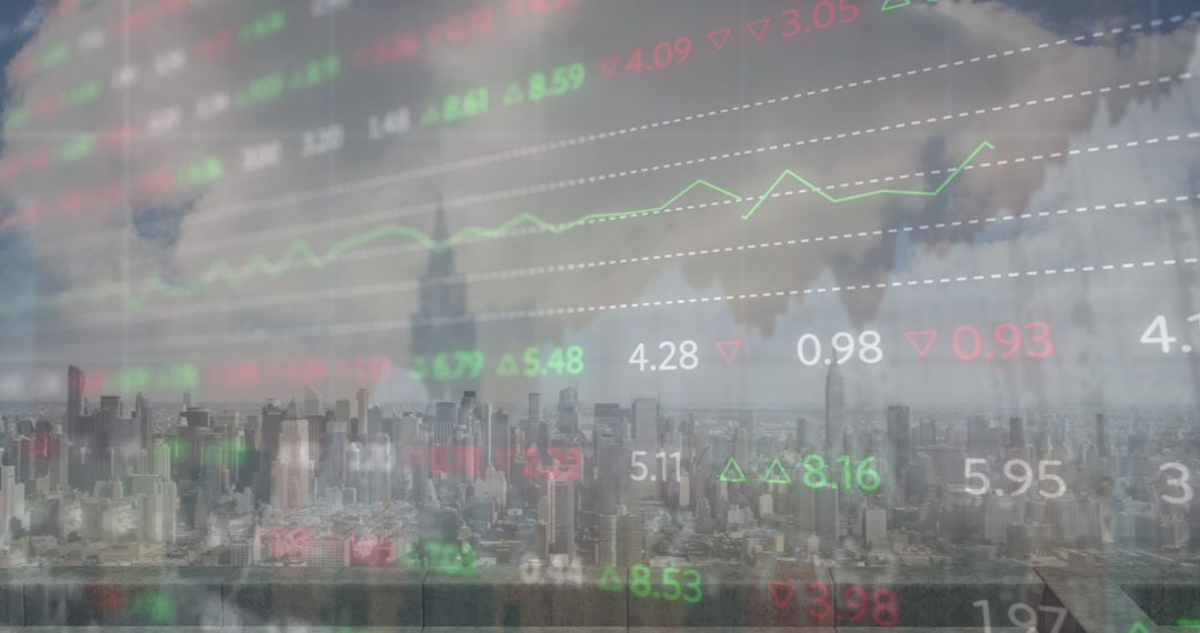 Dynamic Cityscape with Financial Stock Market Overlay