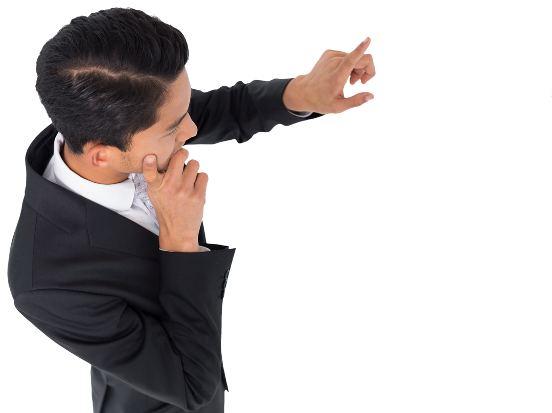 Biracial Businessman Pointing at Position on Transparent Background - Download Free Stock Images Pikwizard.com