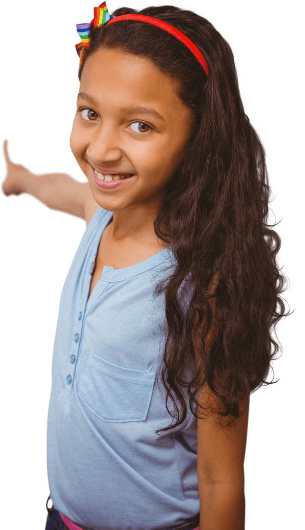 Happy Biracial Girl Smiling on Transparent Background