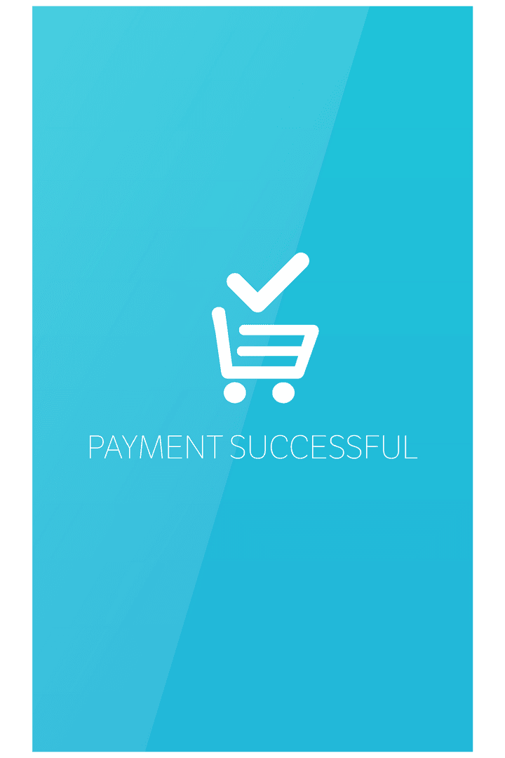 Transparent Payment Successful App Trolley Icon on Turquoise