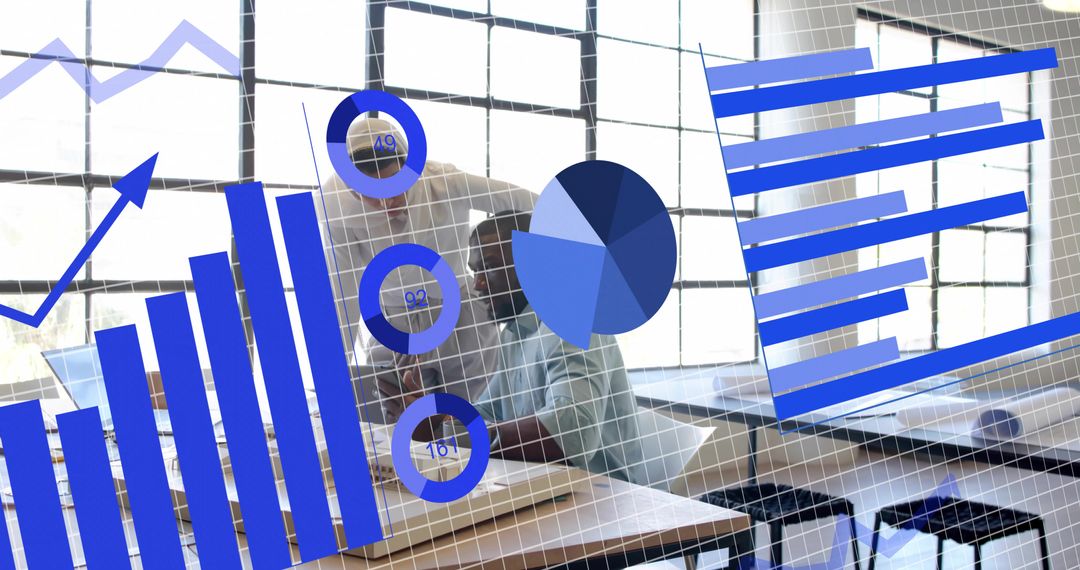 Business Team Collaborating with Data Visualization Illustrations