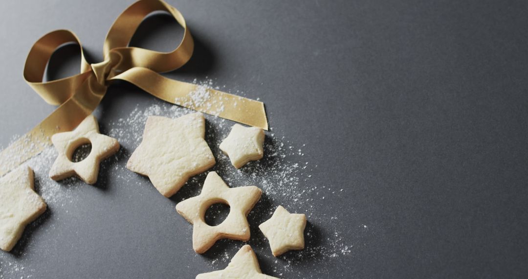 Star Cookies with Golden Ribbon for Festive Holiday Celebration