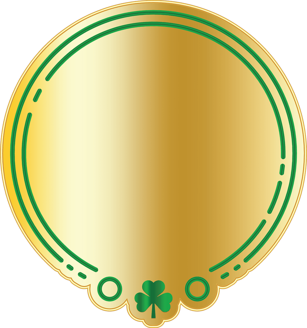 Glossy Gold Circle with Shamrock Motif Celebratory Element