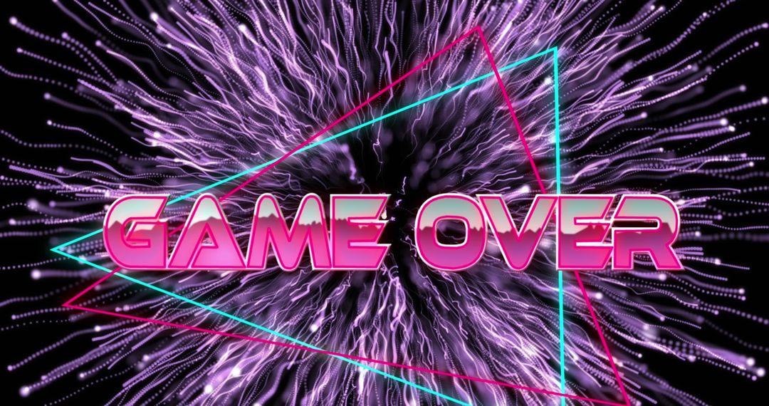 Retro Game Over Neon Digital Interface Design