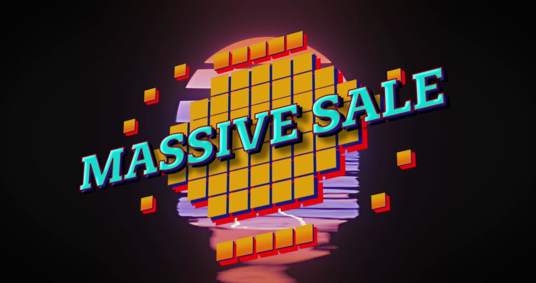 Abstract Massive Sale Announcement with Retro Design Elements