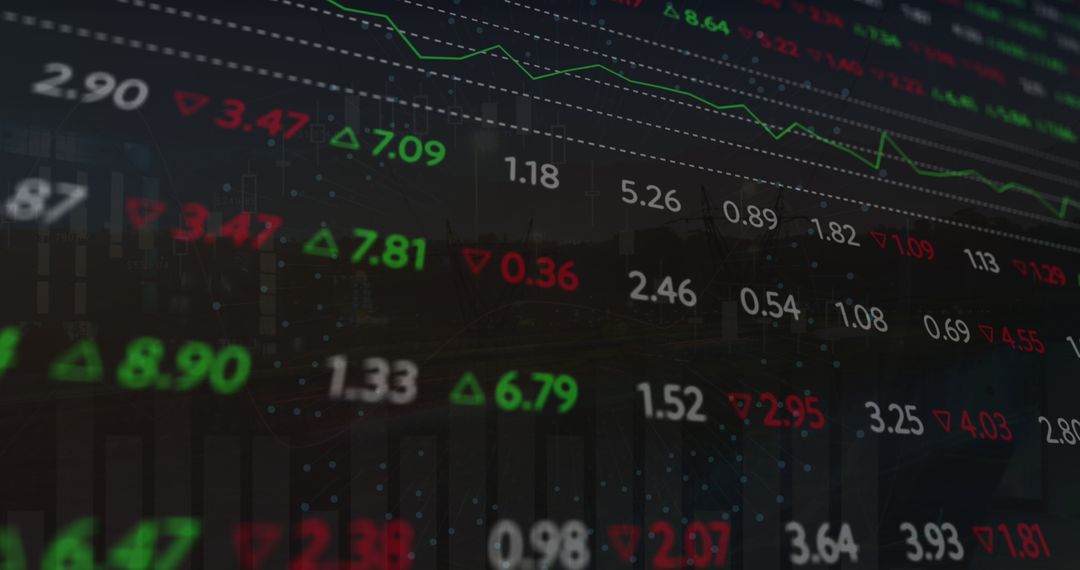 Stock Market Display with Digital Interface Elements