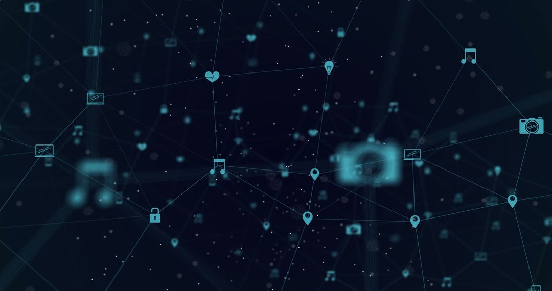 Global Network with Digital Data Icons Interconnected