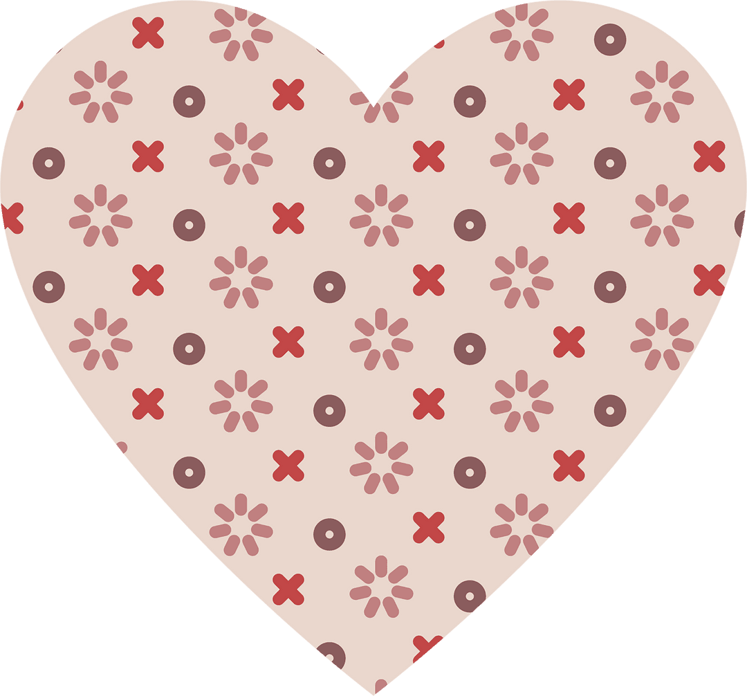 Patterned Heart Shape on Transparent Background for Design