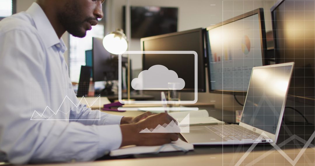 Businessman Working with Data and Cloud Technology