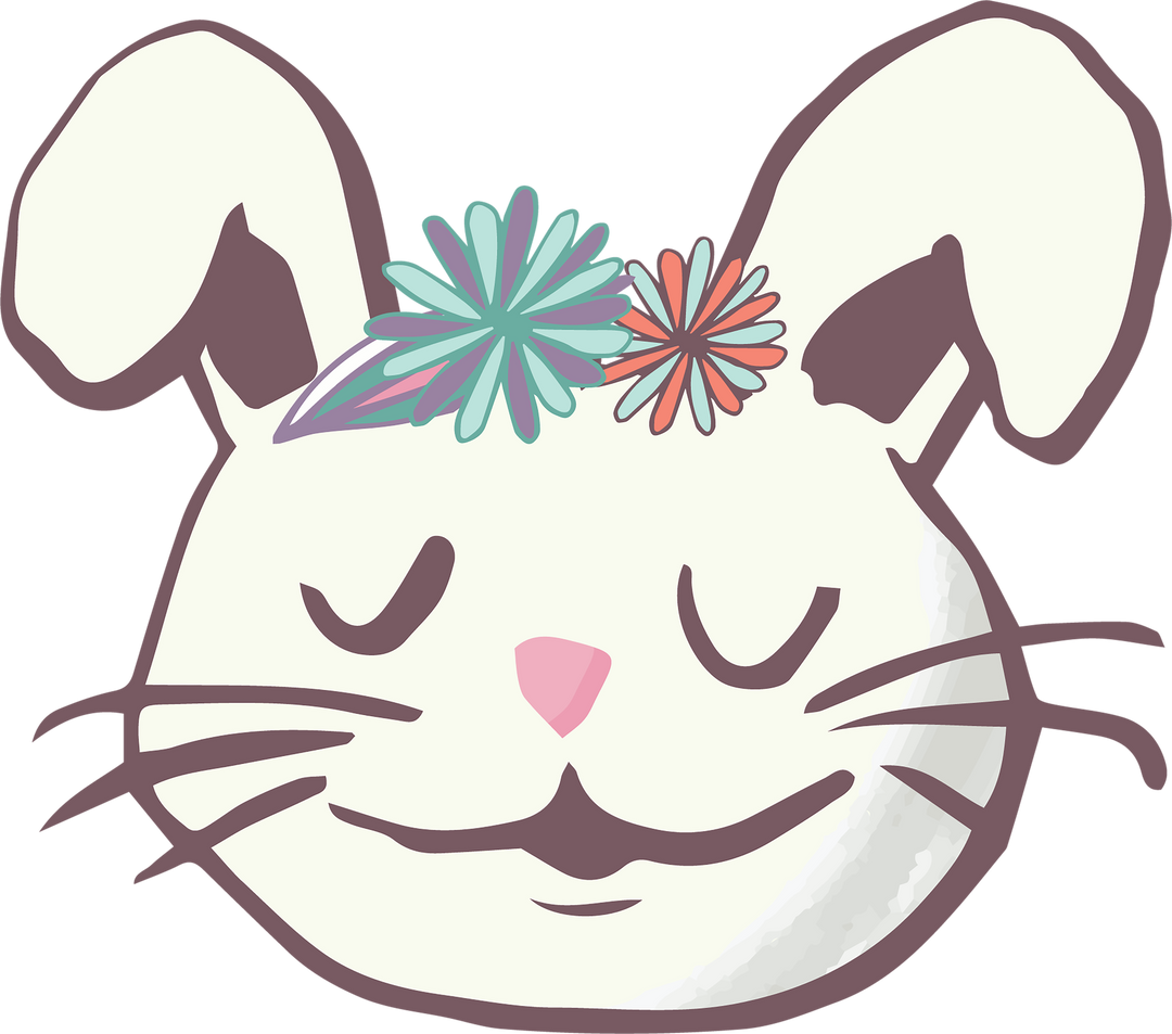 Smiley Beige Bunny with Flowers on Transparent Background - Download Free Stock Images Pikwizard.com