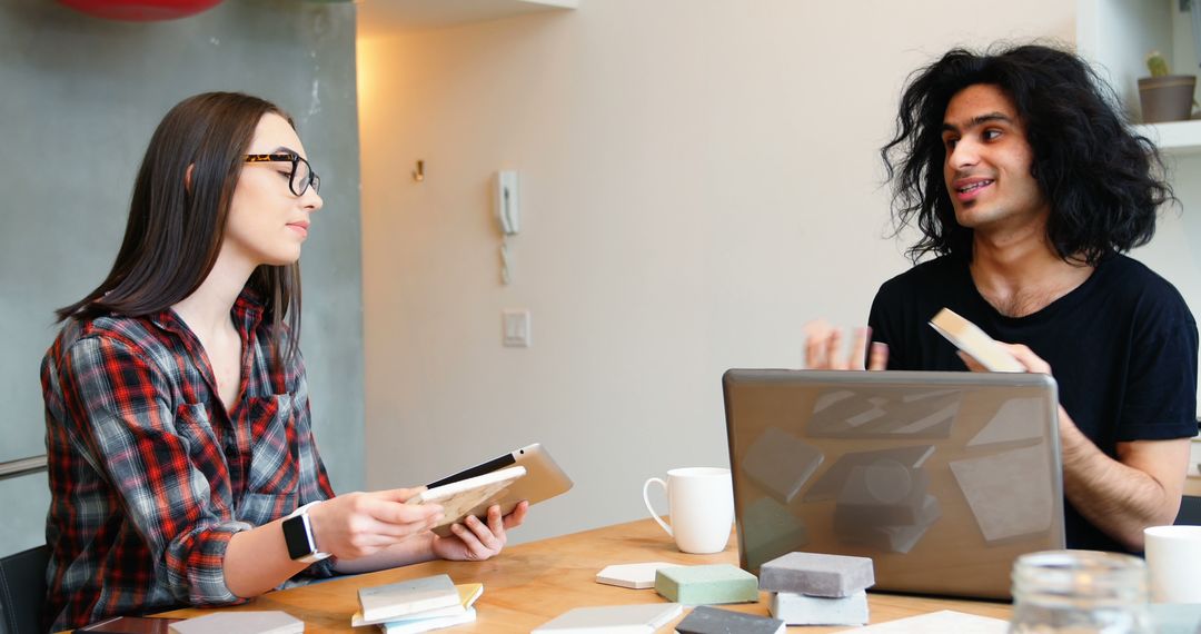 Creative Professionals Discuss Stone Slab Designs in Office