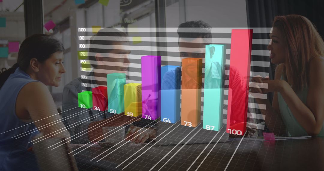 Collaborative Team Analyzing Innovative Financial Data Visualization