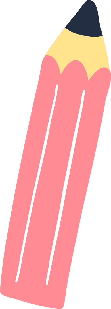 Flat Design Pink Pencil on Transparent Background Art Stationery